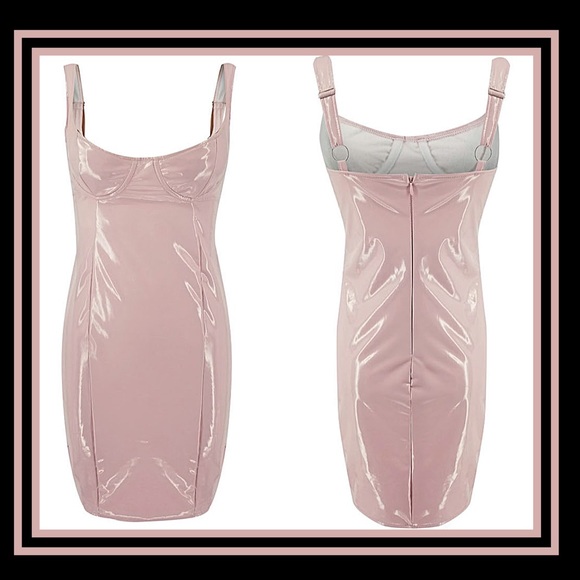 Sexy Bodycon Faux Leather Midi Dress NWT - Picture 10 of 10